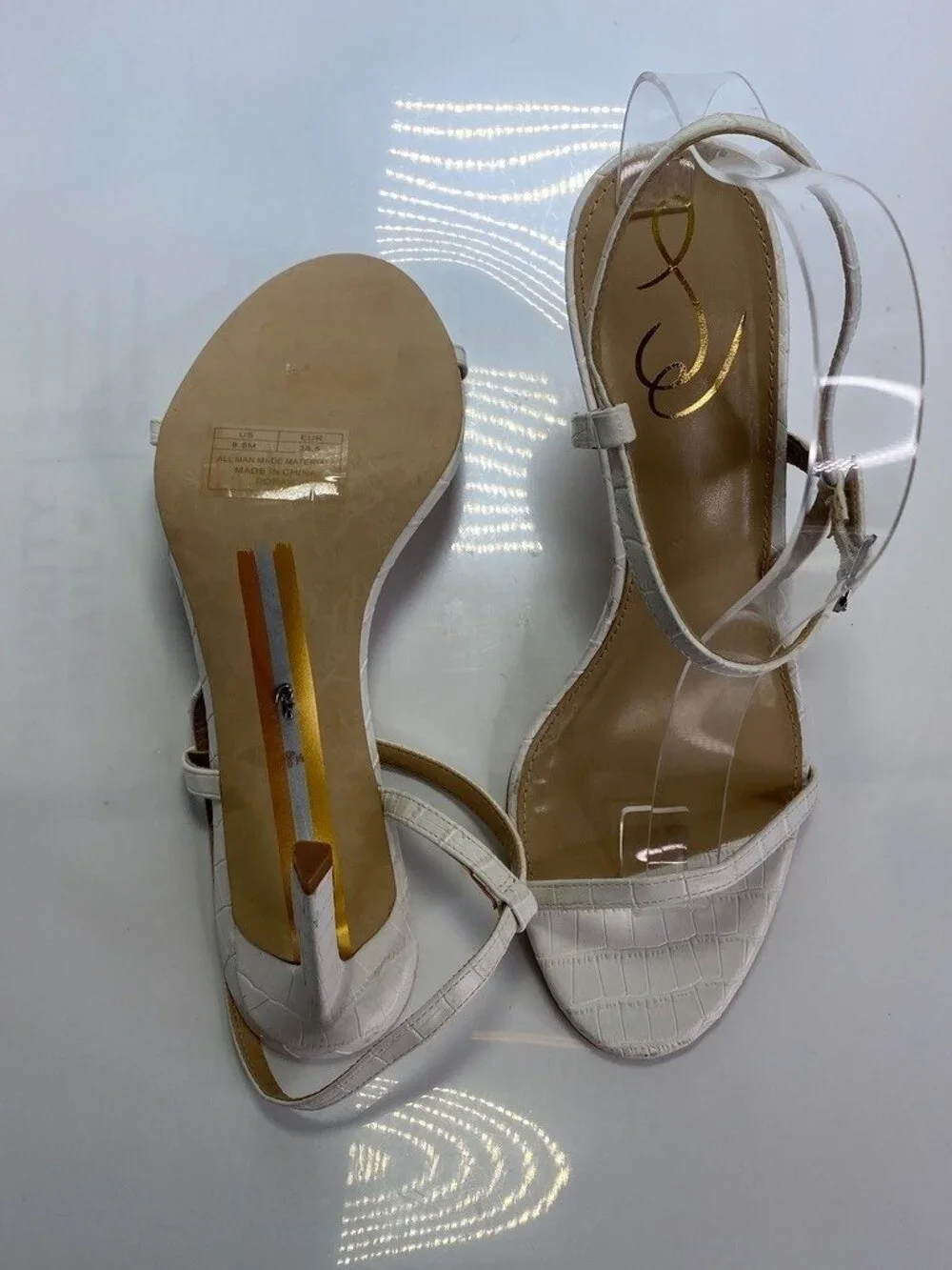 Sam Edelman Women's Croc White Strap Doran Heel Sandal Sz 11